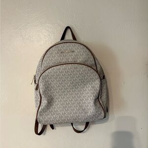 Michael Kors White and Brown Backpack